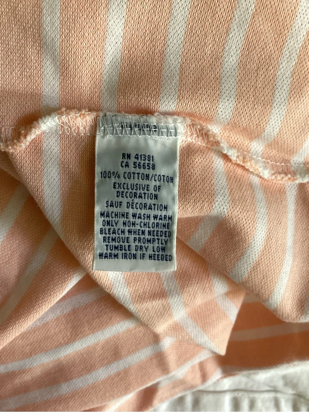 Ralph Lauren Peach and White Striped Short-Sleeve Polo